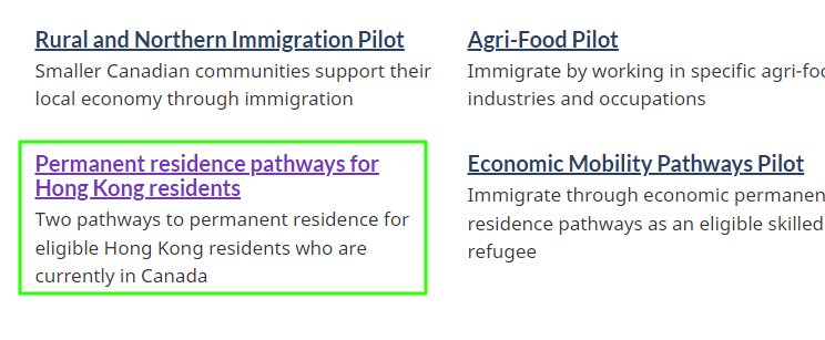 Permanent residence pathways for Hong Kong residents